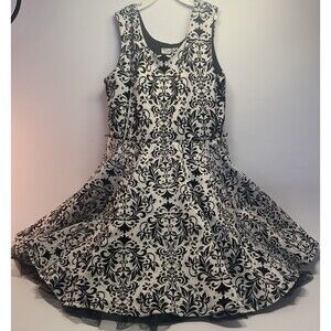 Knit Works Girls Sz 12 Black/White Slip Lined Sleeveless Formal Holiday Dress